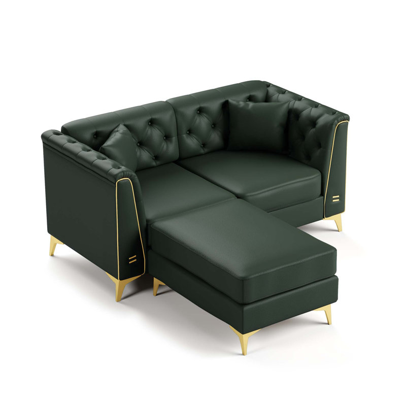 Canapé Chesterfield de luxe modulaire avec détails en similicuir et en métal
