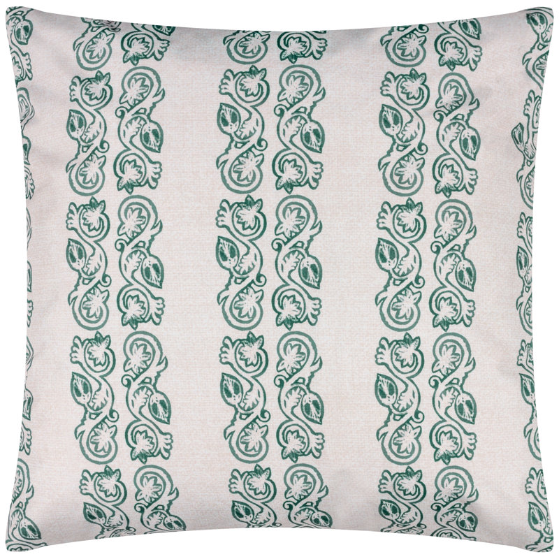 Kalindi Stripe Indoor / Outdoor Floral Square Throw Cushion, Teal