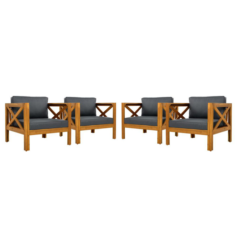 Ensemble de 4 chaises longues de patio, Gris foncé