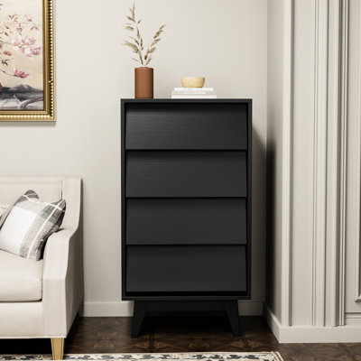 Commode 4 tiroirs noire - Solution de rangement polyvalente et polyvalente à 4 armoires