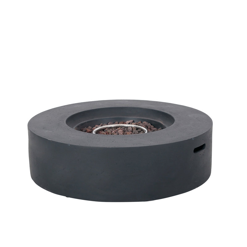 Lightweight Concrete Outdoor Circular Fire Pit, 50,000 BTU (Tank Cover Not Included), Dark Gray, 11.55" H x 39.3" W x 39.3" D