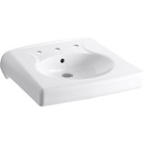 Brenham™ Wall-Mounted or Concealed Carrier Arm Mounted Commercial Bathroom Sink with Single Faucet Hole, Antimicrobial Finish