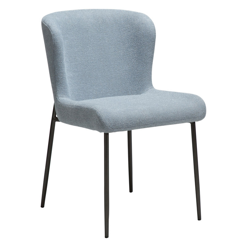 Glam Dining Chair, Blue Fog, Antique Pewter