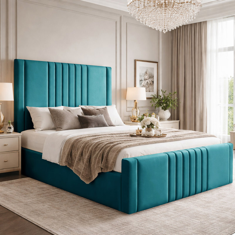 Haisley Upholstered Storage Bed Frame, Double (4'6), Mallard