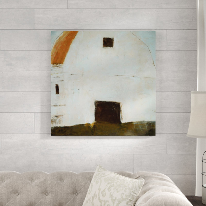«Born in a Barn I» par Samuel Kane - Peinture sans cadre, Couche de verre, H 40 po x l 40 po