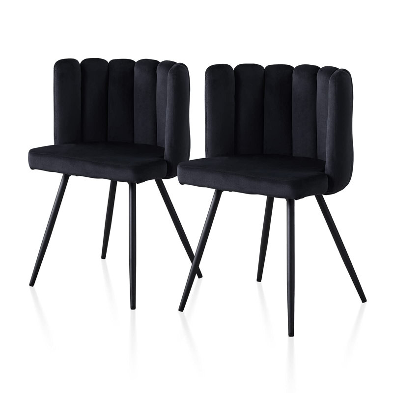 Lawnton Velvet Upholstered Parsons Chair, Black