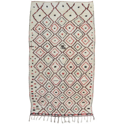 One-of-a-Kind Rectangle 5'6" X 10'2" 1980s Wool Area Rug Black/Red/Beige