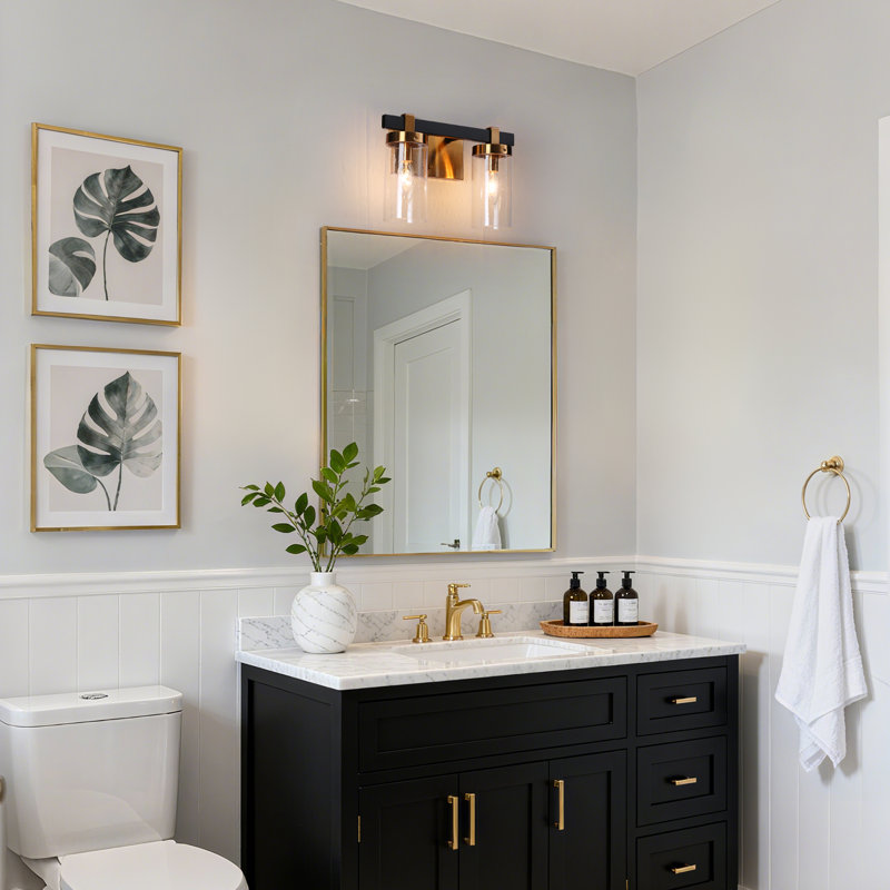 Éclairage pour meuble-lavabo moderne à 2 lumières à intensité variable noir / laiton Belser