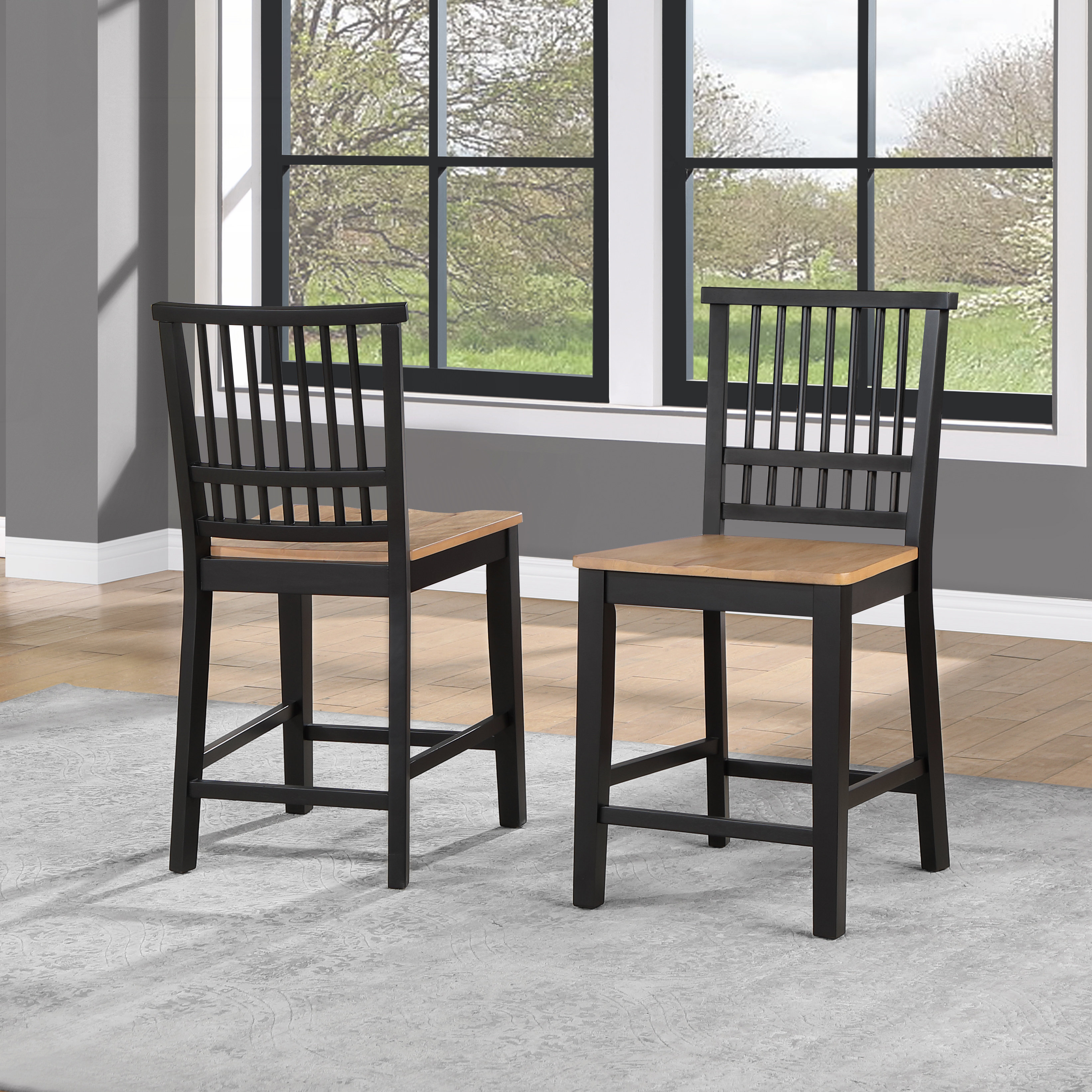 One Allium Way® Magnolia - Counter Stool (Set of 2) - Black | Wayfair