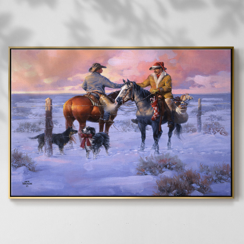 Sharin 'Christmas With The Neighbours, reproduction d'art sur toile, H 17 po x l 25 po x P 2 po, Or