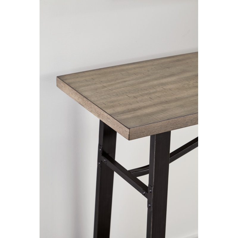 Transitional 72" Reclaimed Wood and Iron-tone Long Counter Table