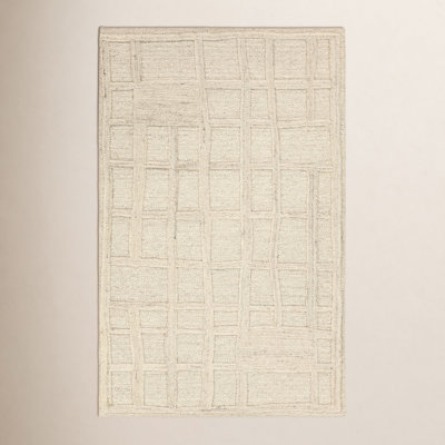 Cream Hand-Tufted Geometric Rug