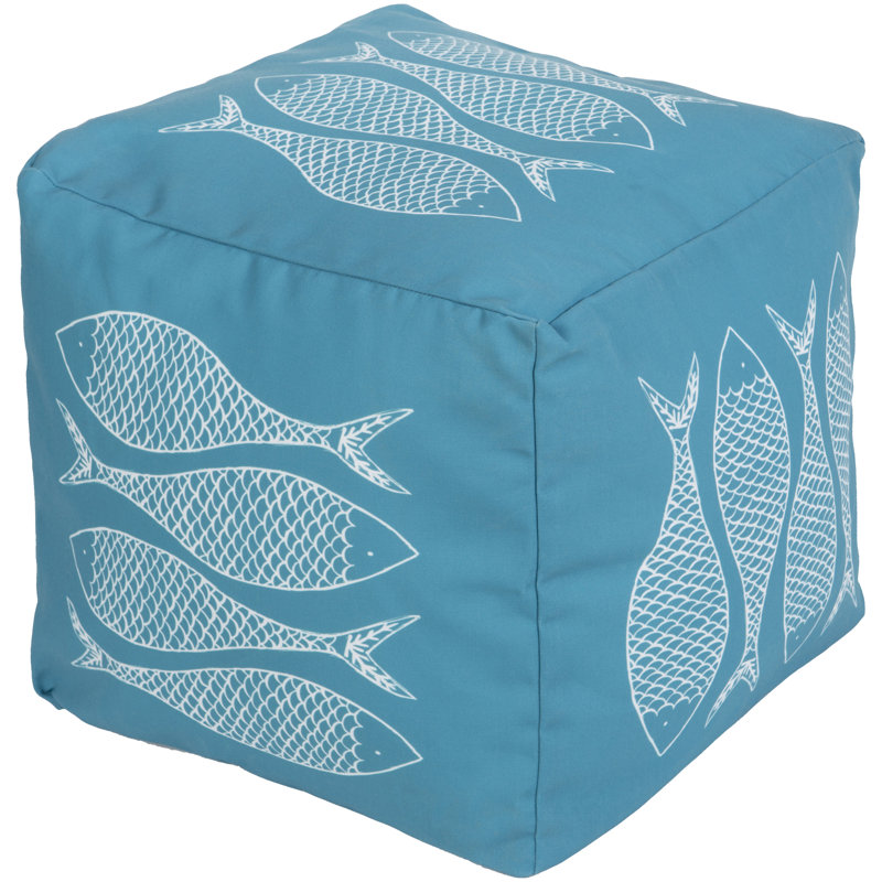 Repose-pieds carré large de 18 po Christianburg, Mélange de polyester turquoise