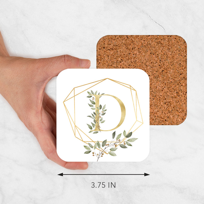 Cork Square 4 Piece Coaster Set, D