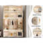 Armoire à vêtements portative avec 17 pièces et penderie, garde-robe crémeuse pour vêtements, livres, articles, blanc crème