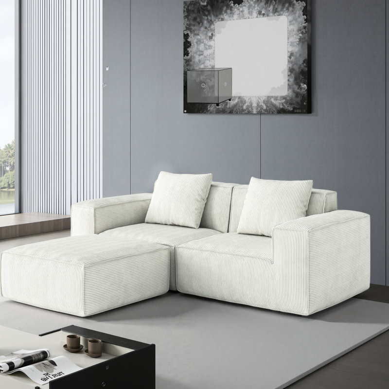 Lit blanc à 3 places avec tissu en velours de nuage doux, rembourrage en éponge haute densité, idéal pour les coussins de qualité