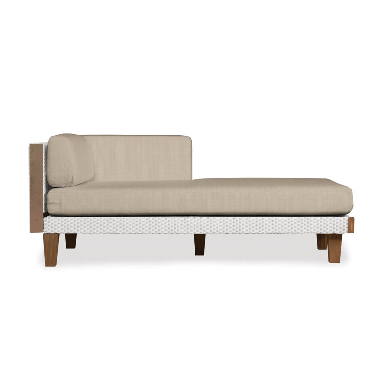 Catalina Outdoor Teak Chaise Lounge, Sandberg Pewter, White