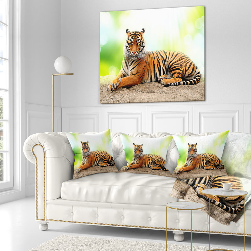 Tigre relaxant - oreiller imprimé animal, 16 po x 1 po, Coussin décoratif
