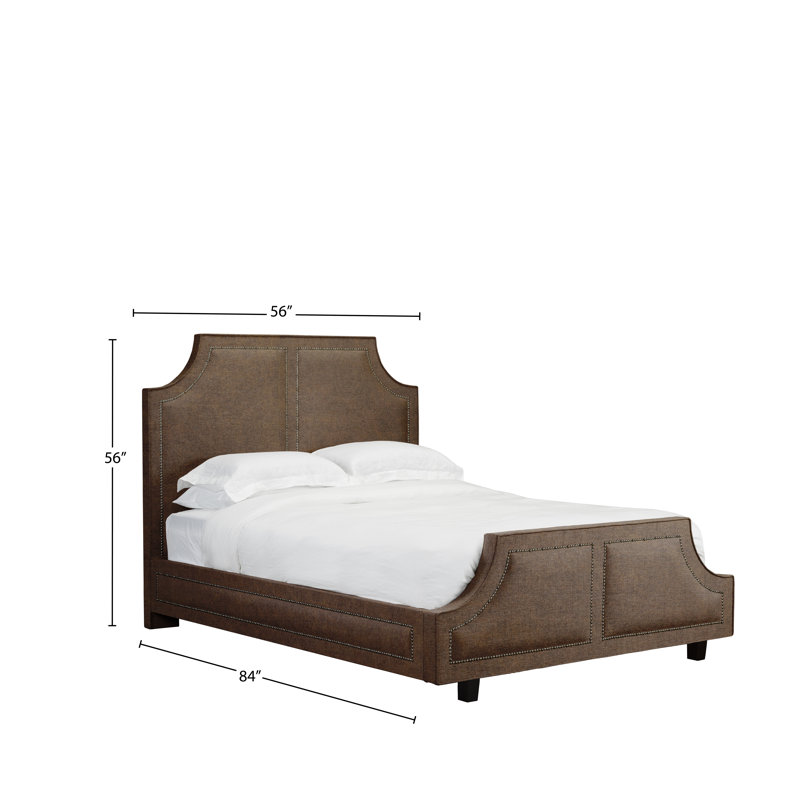 Lit plateforme en tissu d’ameublement Stoller, Double, Similicuir - caramel