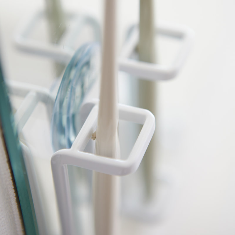 White Steel Minimalist Dual Toothbrush Holder