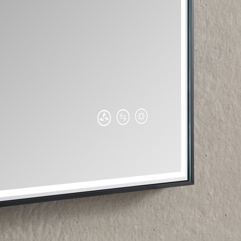 Tyonna 30'' Single Bathroom Vanity with Acrylic Top, Matte Gray, Square-Framed Sides LED