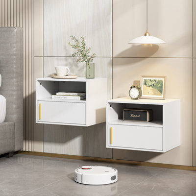 Crinole 2-Tier White Wall Mounted Floating Nightstand by Ebern Designs