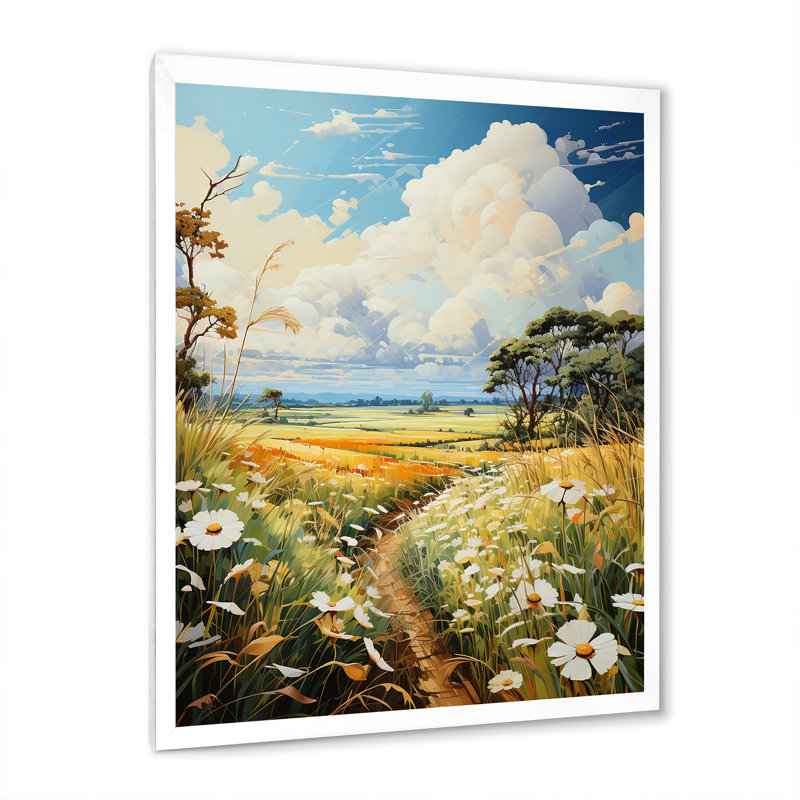 Caydren Meadow Emerald Expanse Meadow - impression, Cadre photo blanc, H 40 po x l 30 po x P 1,5 po