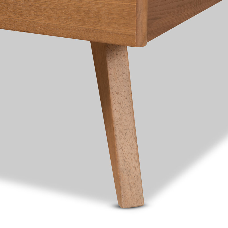 Cerissa Slat, modern look, Full Bed, Ash Walnut brown 57.10'' W X 76.95'' L 58.10'' H, Full/Double