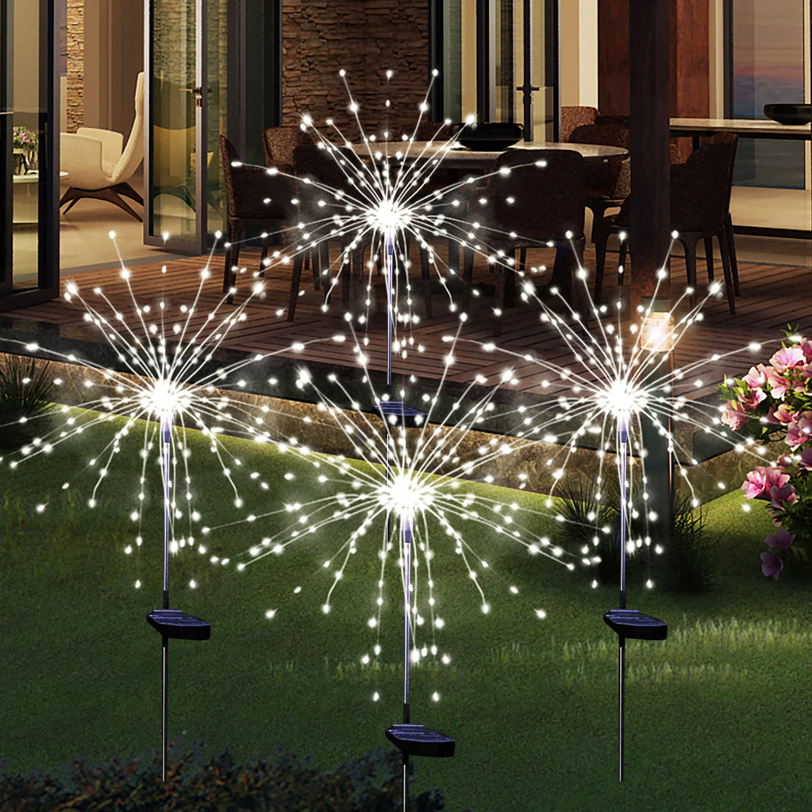 The Holiday Aisle® Mode Solar Outdoor Firework Lights 120Led Waterproof  Landscape Light for Pathway Lawn Garden Décor  Reviews Wayfair