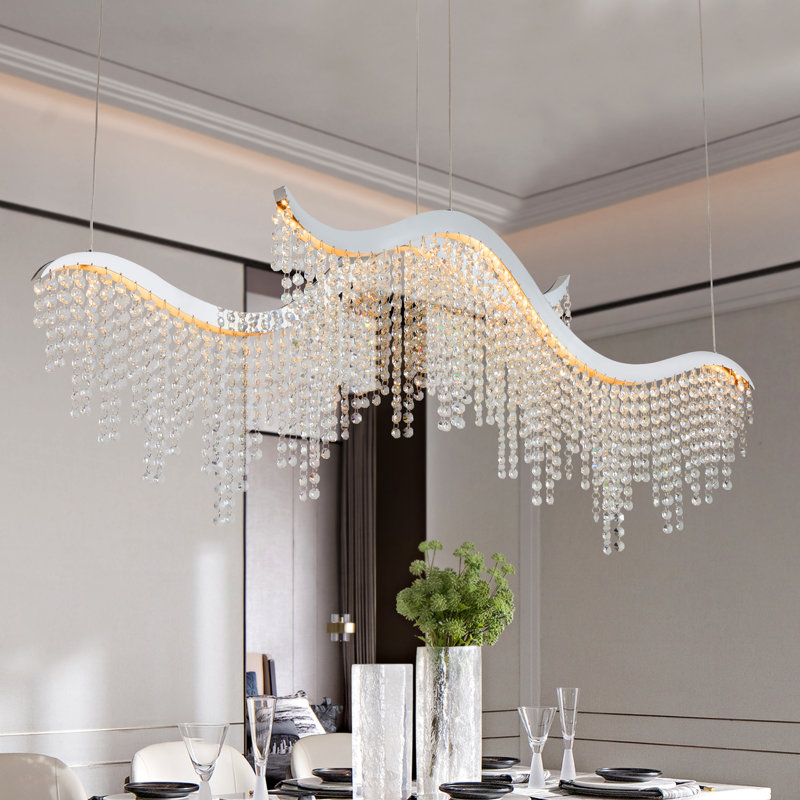 36" Modern Wave LED Crystal Chandelier