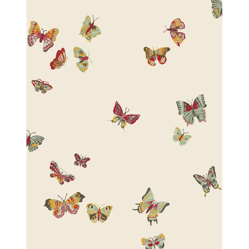 Butterflies Wallpaper | Peel and stick / P&S Roll - 27" x 18', Parchment