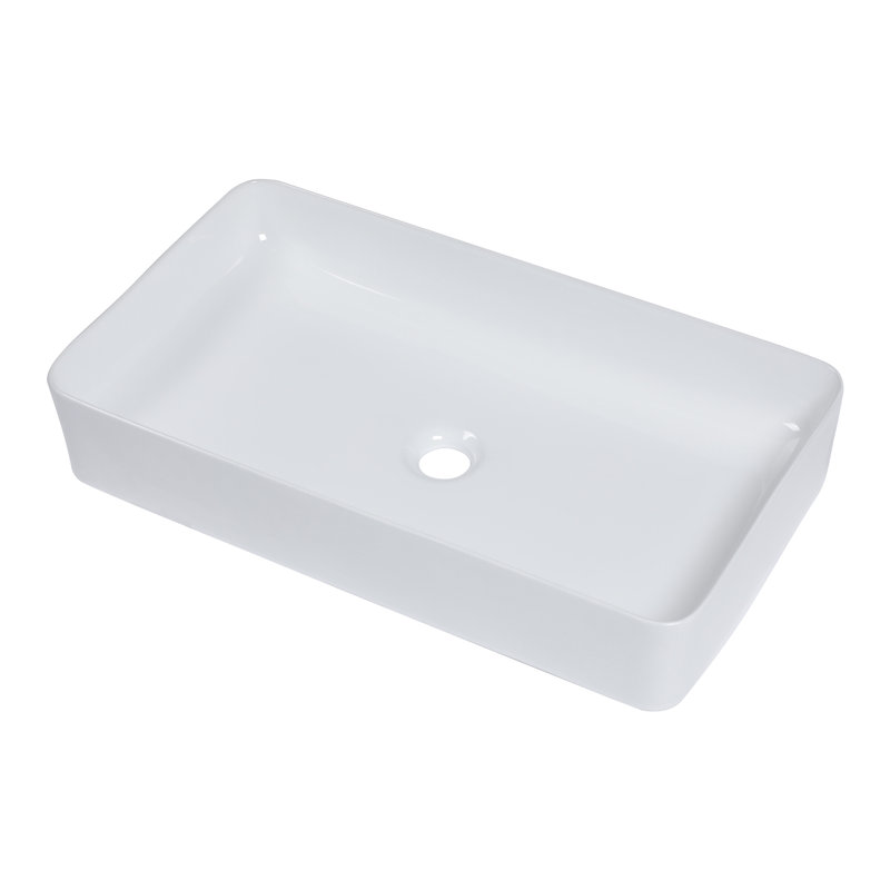 Lavabo vasque de salle de bain rectangulaire en céramique blanche 24 po x l 14 po L 24 po x l 14 po