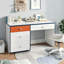 Bureau en bois de 47 po avec 4 tiroirs, bureau d'ordinateur moderne avec poignée en forme de soccer pour chambre à coucher et petits espaces