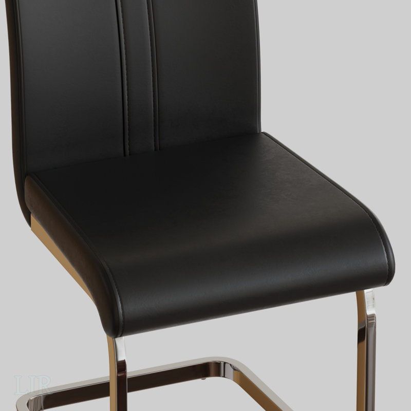 Chaises de salle à manger modernes à dossier haut en similicuir avec pieds en métal en forme de C, confortables et élégantes pour divers environnements (ensemble de 2)