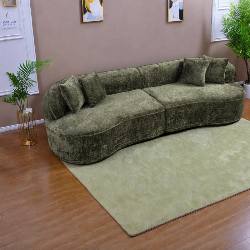 Canapés verts modernes surdimensionnés, modulaire confortable et minimaliste pour les espaces de vie