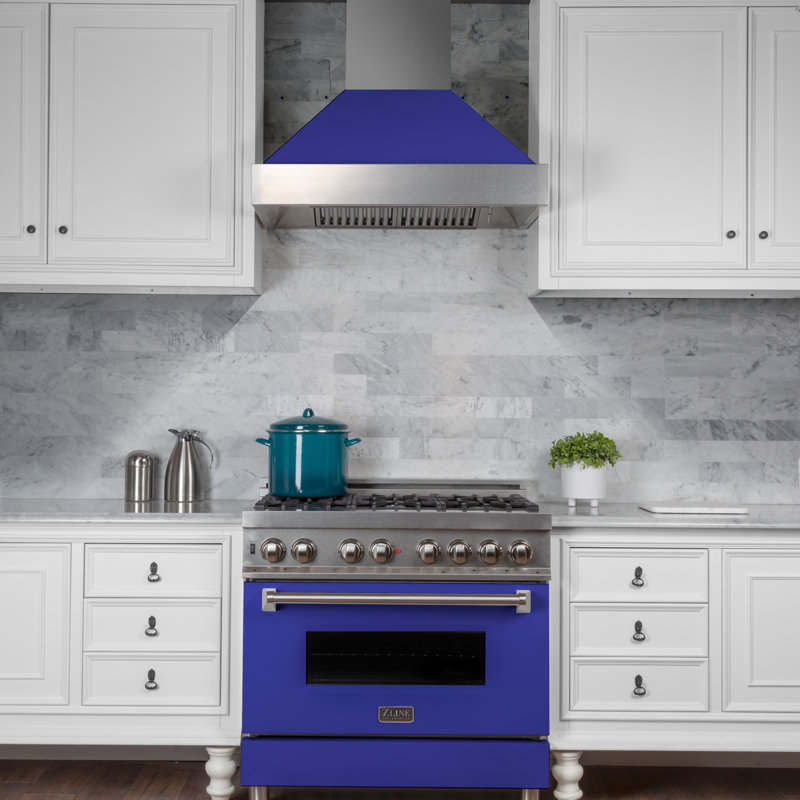 30" Fingerprint Resistant Stainless Steel Range Hood with Fingerprint Resistant Shell (8654SN-30), Blue Matte