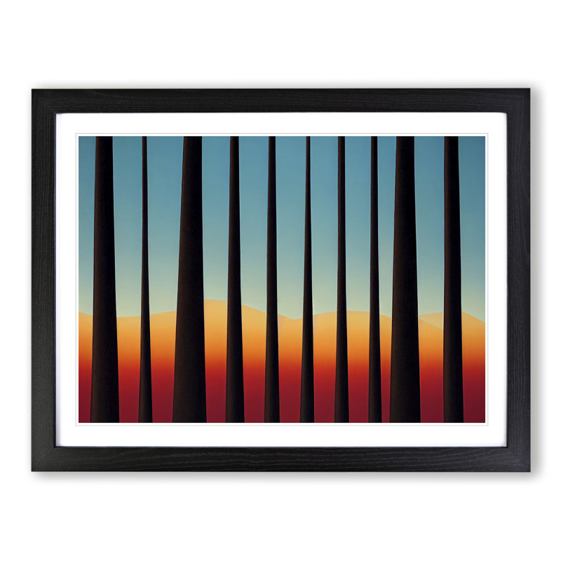 Bold Abstract Pine Tree Forest Vol.2 - Single Picture Frame Painting, 46cm H x 64cm W x 2cm D, Black Framed
