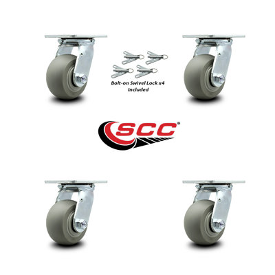 Thermoplastic Rubber Caster with Roller Bearing and Swivel Lock