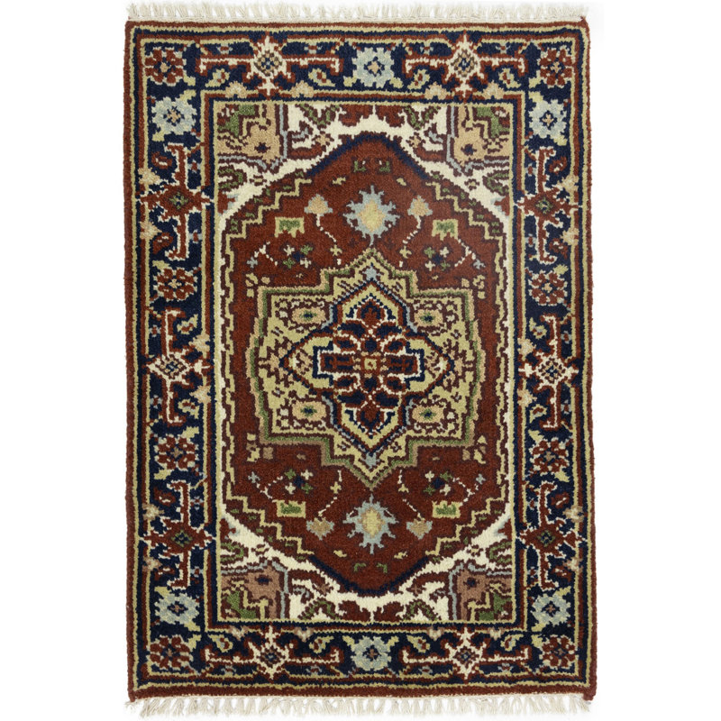 Hanoverton Oriental Handmade Hand-Knotted Rectangle 2' x 2'11" Wool Area Rug in Red/Black
