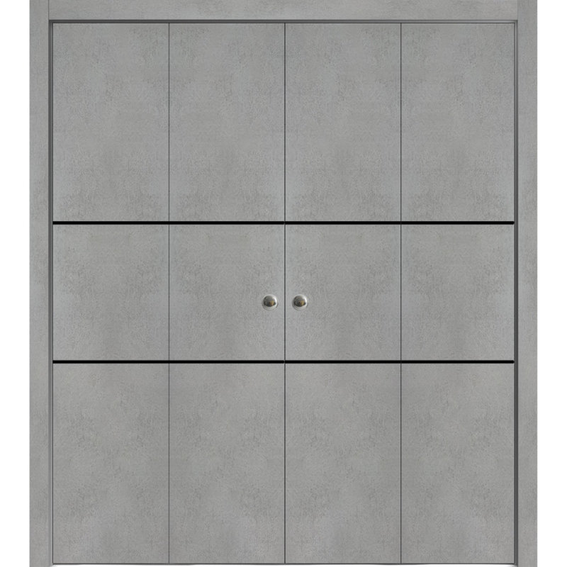 Porte de grange en bois massif massif, 96 po x 84 po, Béton