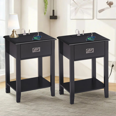 Miramontes Nightstands with Charging Station End Table Bedside Tables with Drawers USB Ports & Power