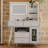 Modern Makeup Vanity Desk With Mirror And Lights, Retractable Dressing Table With Drawers And Cabinet, Compact Makeup Table Set With Power Outlet For Bedroom-554960978