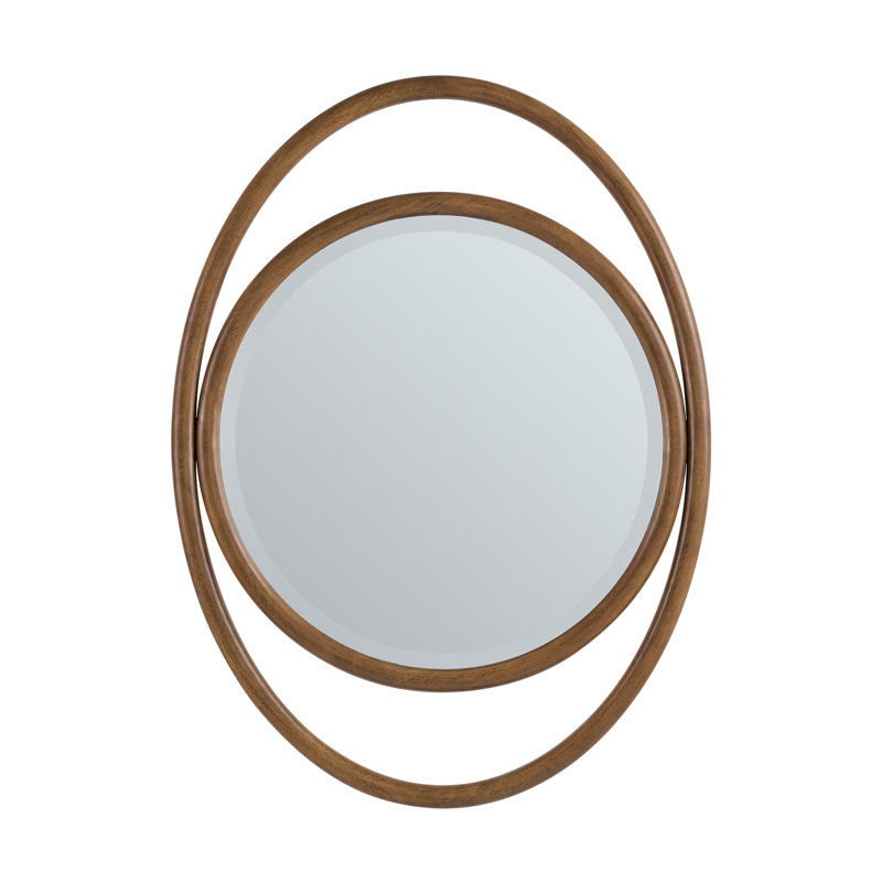 Esca Oval Beveled Wall Mirror, Walnut