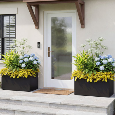 Elio 16 in. W x 10 in. H Metal Planters