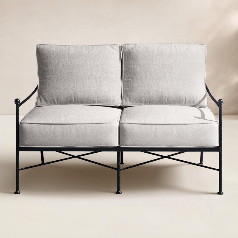 Causeuse d'extérieur Lucier de 52 po de largeur avec coussin SunbCushion, Toile lin Sunbrella®