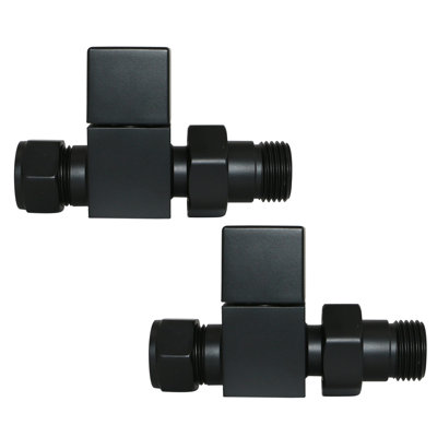 Designer Bathroom Radiator Valves Straight Square Head Manual One Pair