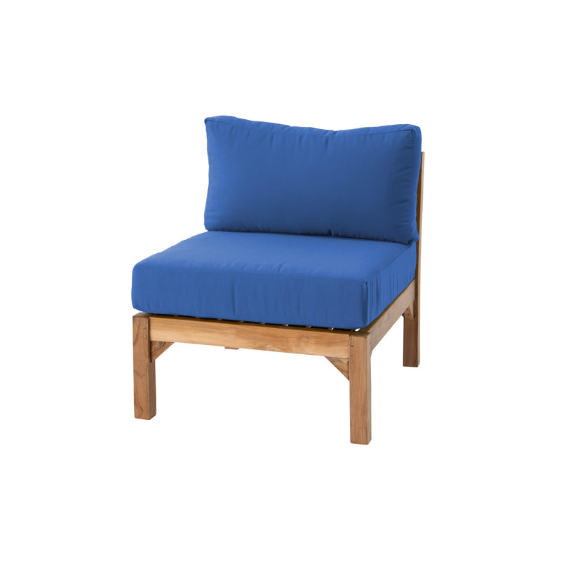 Monterey Teak Outdoor Armless Lounge Chair with Sunbrella Cushions, Sapphire