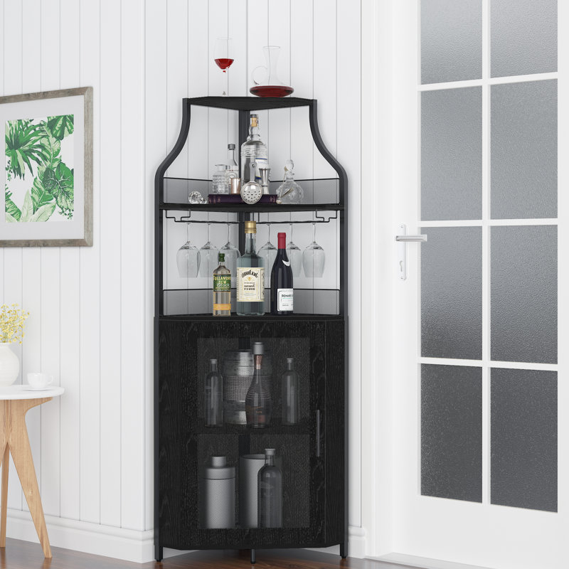 Solid Wood Floor Wine Bottle Rack, Black