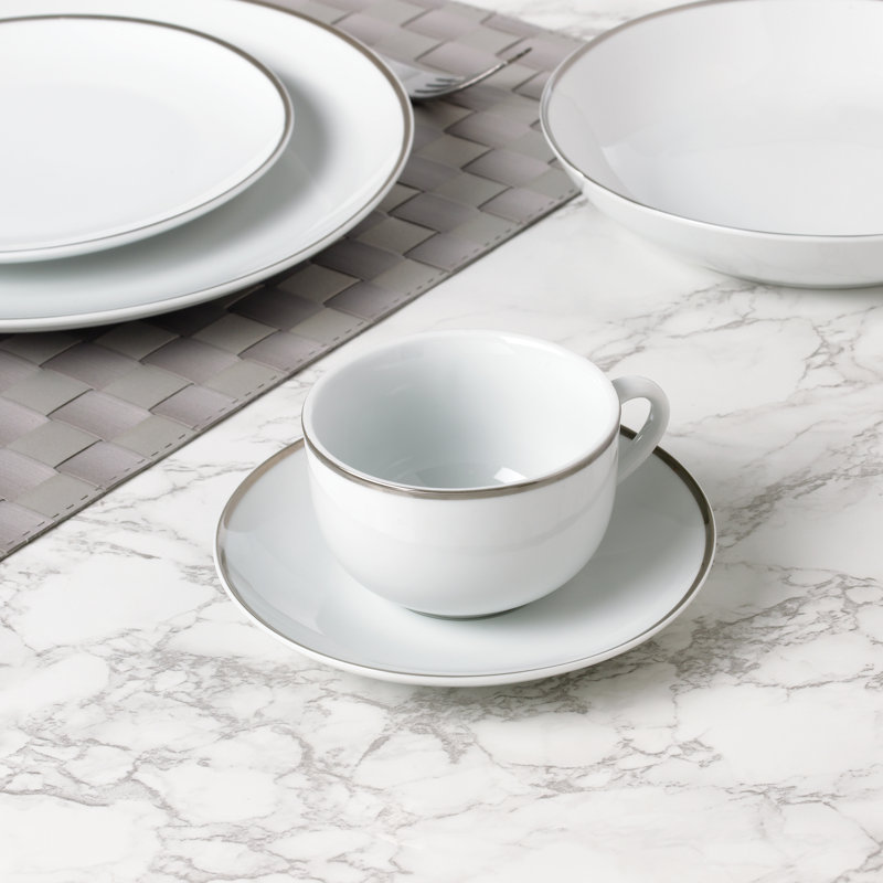 Waterside 30pc Platinum Rim Porcelain Dinner Set