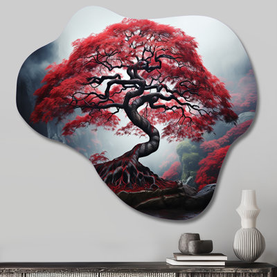 Érable japonais rouge - nuage, art mural en métal, reproduction de sculpture murale asymétrique en métal